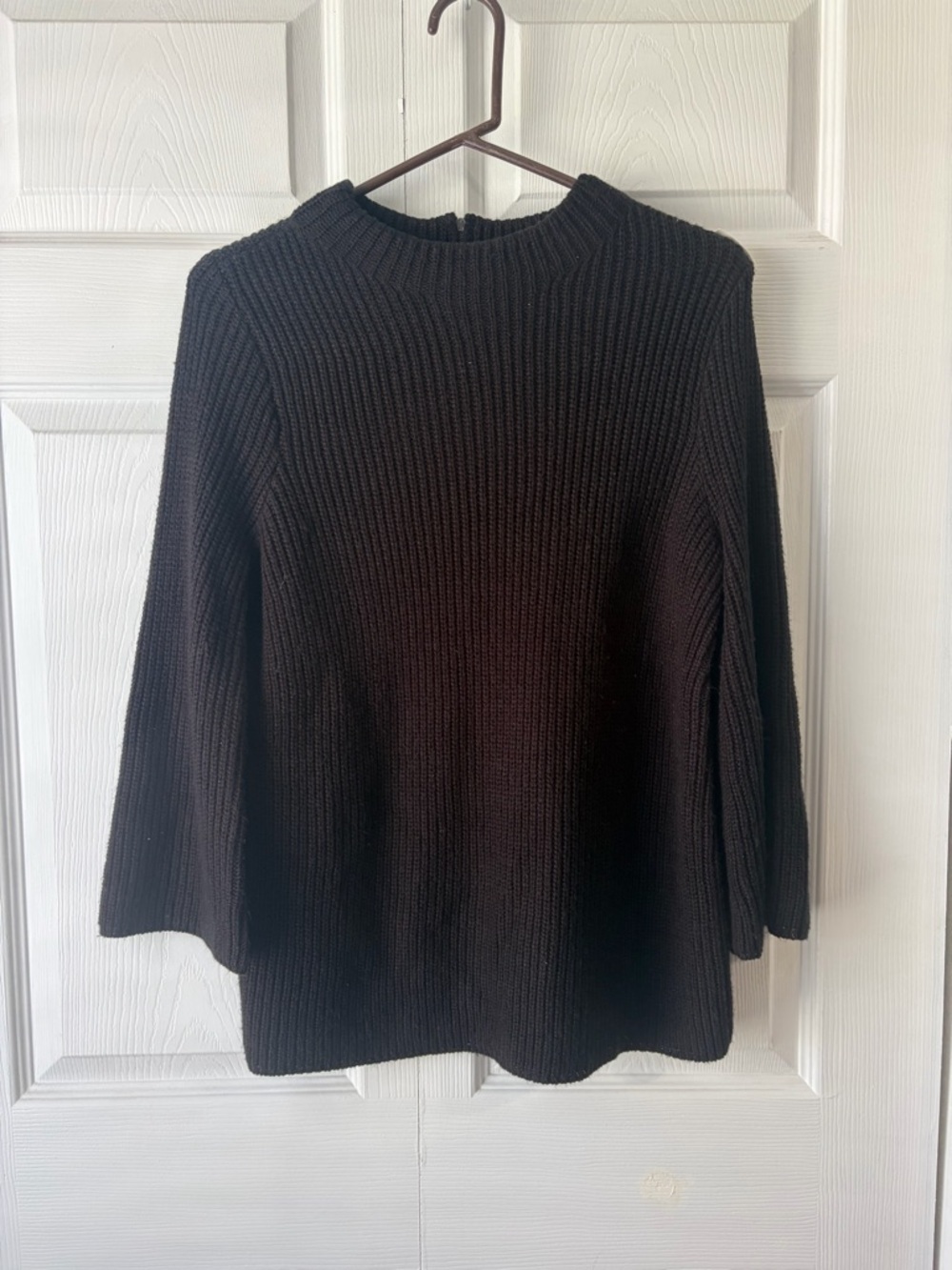 Anthropologie Black Ribbed Crewneck Sweater
